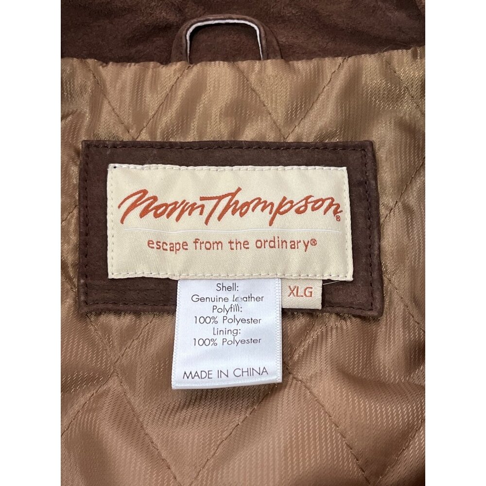 Norm Thompson Suede Leather Brown Flight Bomber Jacket Quited-Lining Vintage XL - Picture 3 of 8